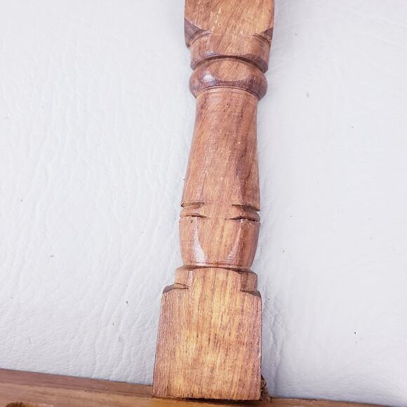 Vintage Sheesham Wood Spoon Rack-Carved Wood Necklace Organizer - Picture 9 of 11